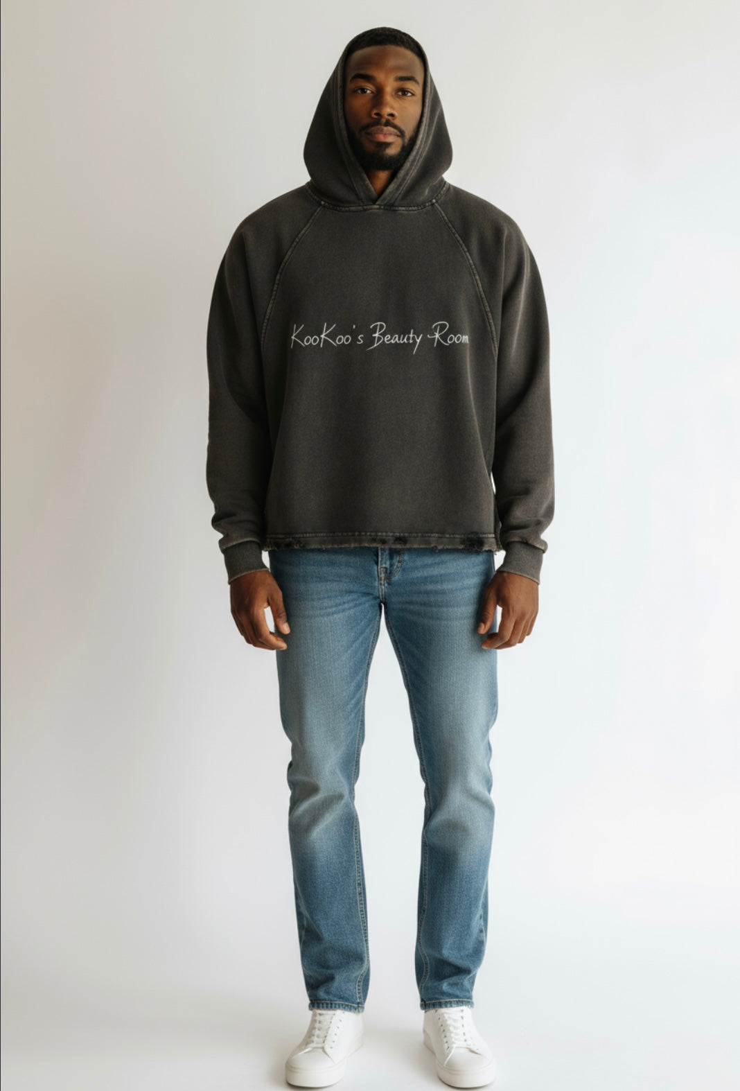 Vintage Washed Frayed-Hem Hoodie