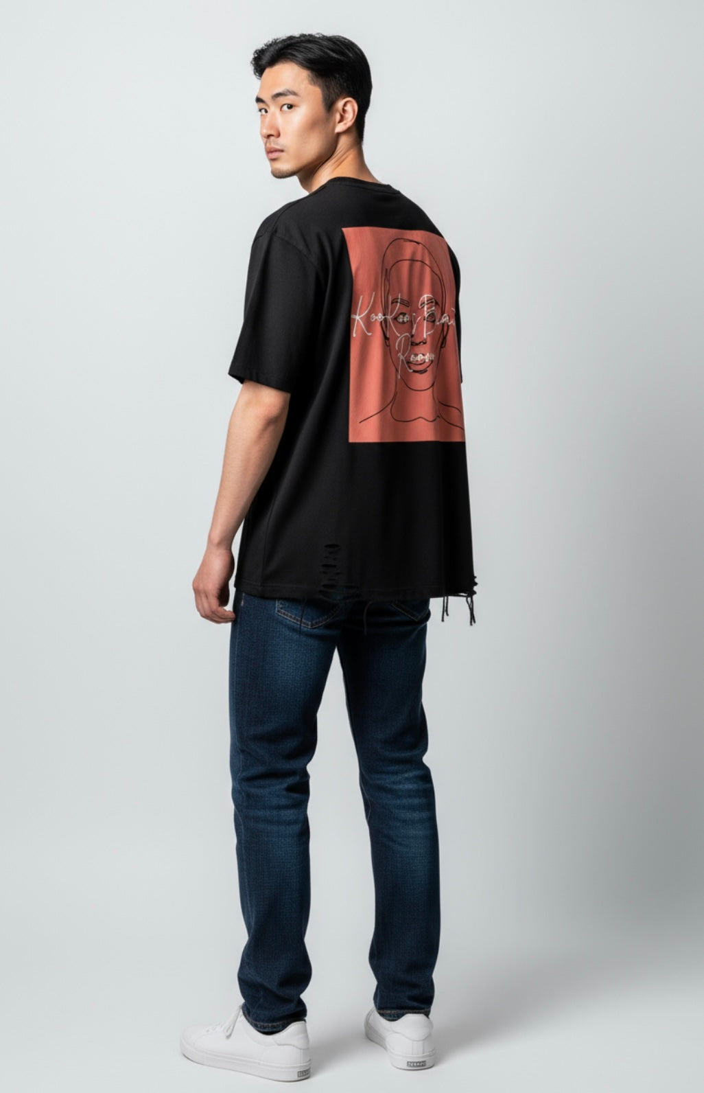 Snow Washed Raw-Hem T-Shirt