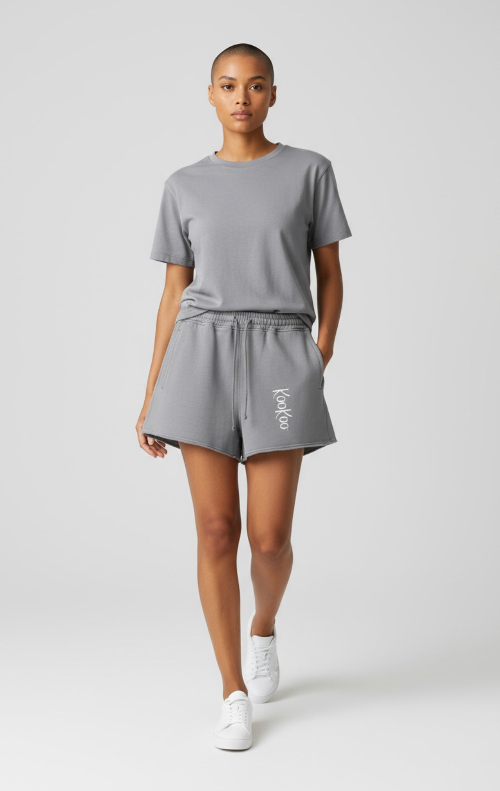 Snow Washed Raw Edge Drawstring Shorts