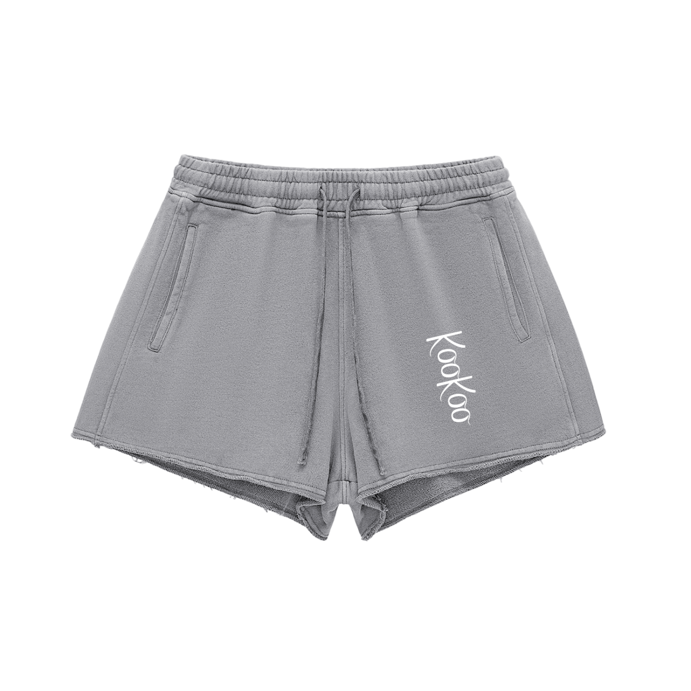 Snow Washed Raw Edge Drawstring Shorts