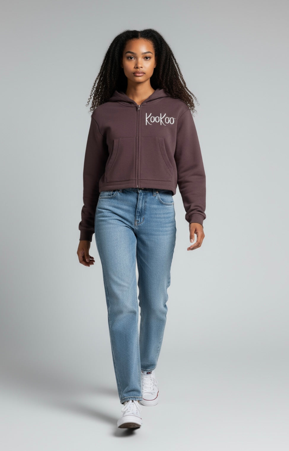 Essential Cropped Zip-Up Hoodie