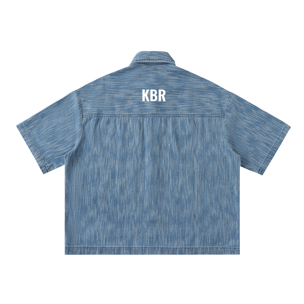 Distressed Wash Short-Sleeve Shirt